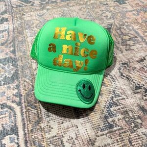 Green Trucker Hat with Gold Lettering